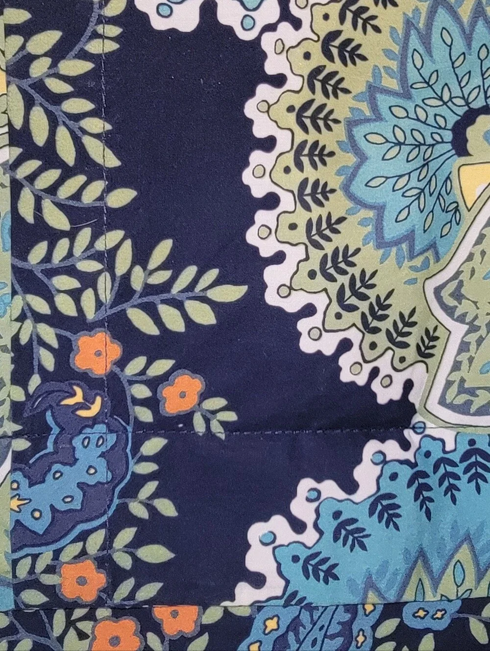 Pottery Barn Pillow Sham Standard Sz  Navy  with Turquoise and Lime Paisley